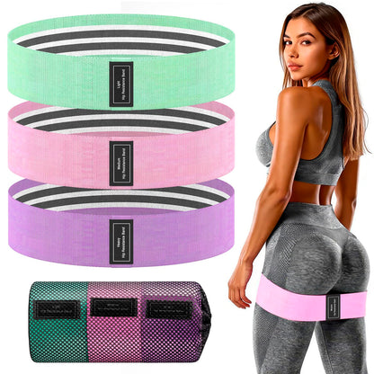 Wide Fabric Resistance Bands for Working Out | 3 Strength Level Non-Slip Exercise Booty Bands for Women & Men | Comes with a Bag and Tape Measure | for Gym, Yoga, Pilates