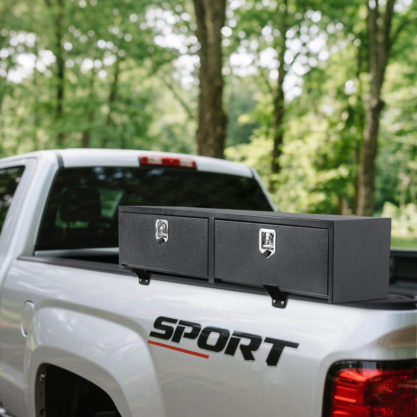 Garvee Black Steel Underbody Truck Tool Box, Truck Bed & Underbelly RV Storage Box, Locking t-Latch, Weather-Resistant, Heavy-Duty Job Box for Pickup Truck Bed, RV, Trailer, 48 in x 16 in x 13 in