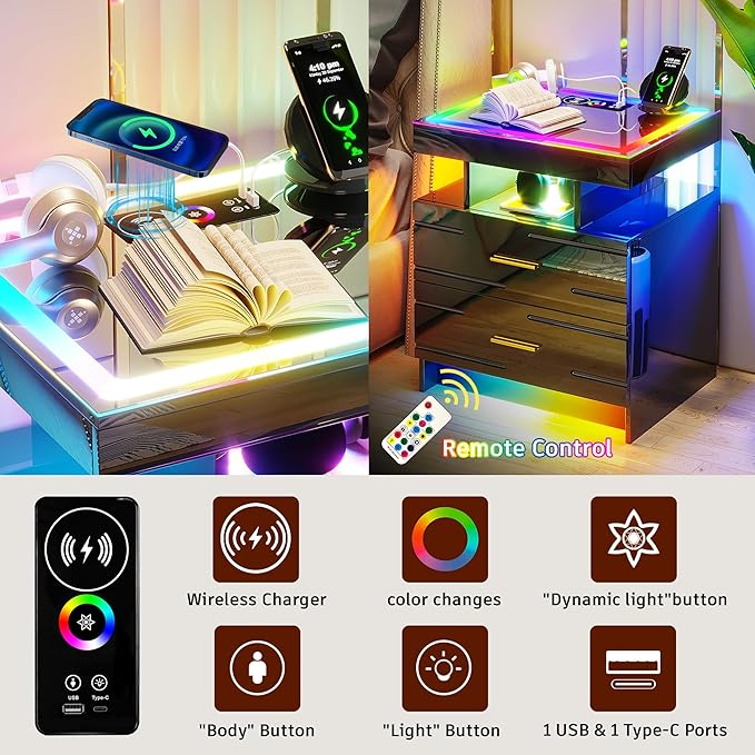 WOOVIVS Nightstand Set of 2