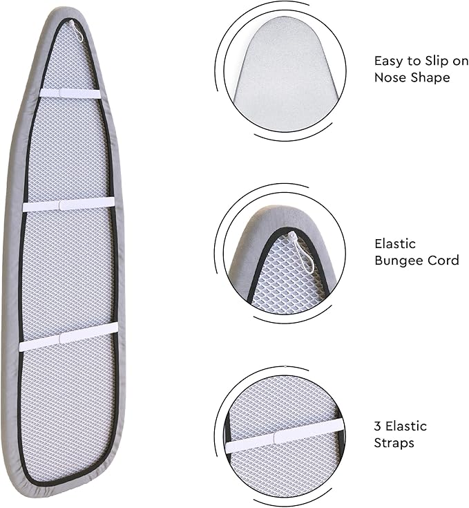 Encasa XO Ironing Board Cover and Pad 54"x18" - 4mm Felt & 2mm Foam Metallized