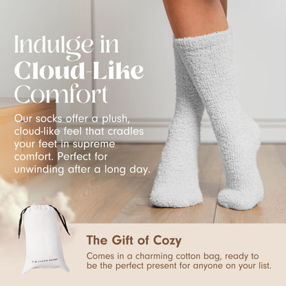 Unboxme Cloud Fuzzy Socks, Unisex Warm Cozy Sleep & Bed Slipper Socks, One Size Fits Most (US 6-12), Easter Gift-Ready, 100% Polyester, White