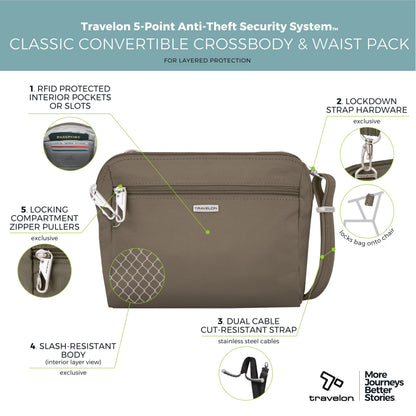 Travelon Anti-Theft Classic Convertible Crossbody & Waist Pack