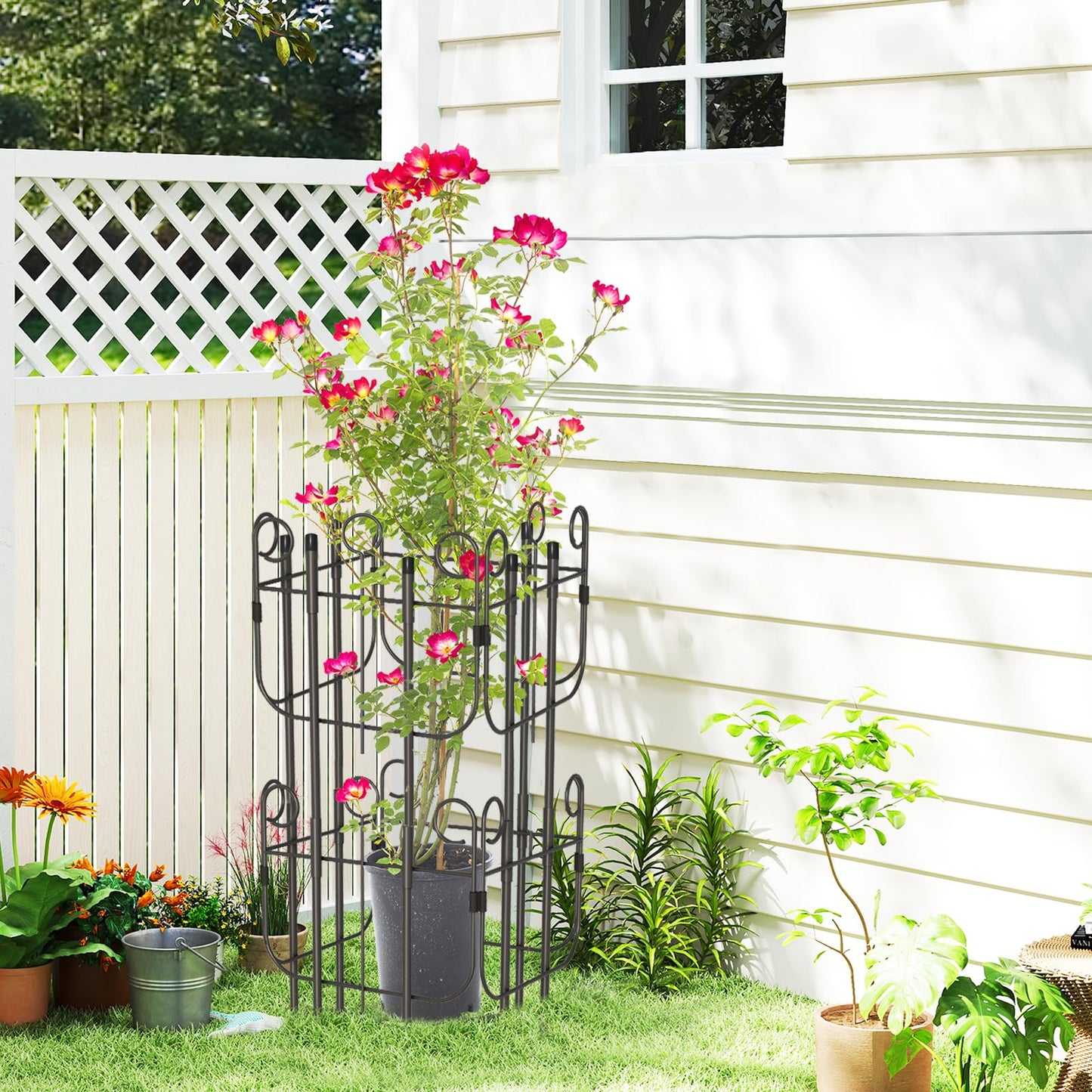 Trellis for Climbing Plants Indoor, Expandable Heavy-Duty Metal Trellis for Potted Plants Outdoor, Flowers Vine Ivy, Sturdy Houseplant Pothos Plant Climber Support, 8 Pack