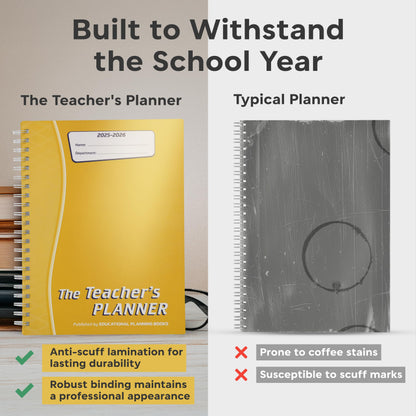 Educational Planning Books - The Teachers Planner 2025-26 & Academic Diary | (A4, 6 Periods) | Page-a-Day & Undated, with Dedicated Pages for Year Planning, Exams, Marking, Contacts - Purple (TP3-P)