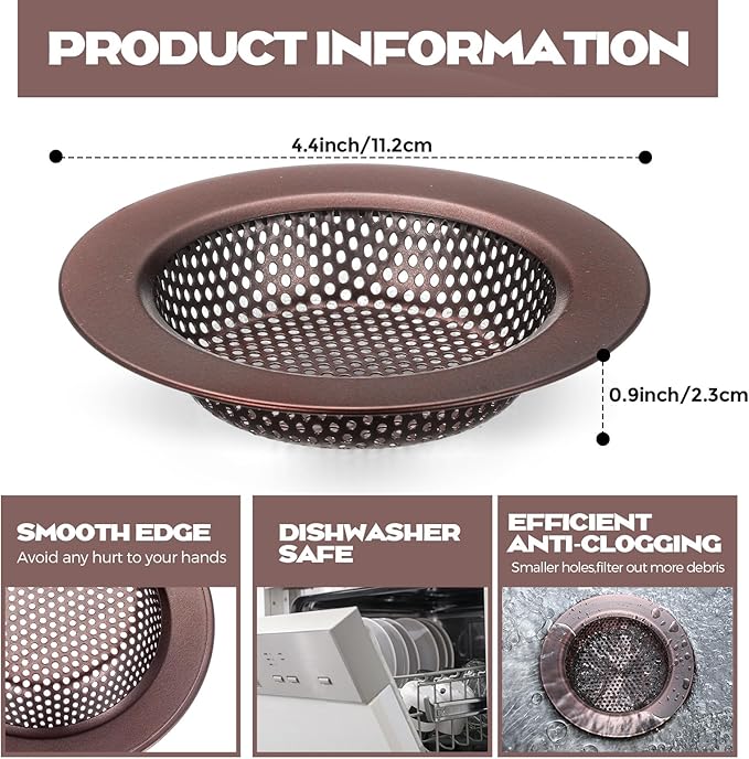 Retisee 2 Pcs Sink Strainer Stainless Steel Kitchen Sink Drain Strainer Basket