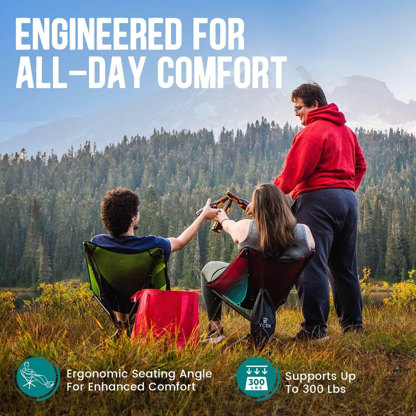 TCEK Swivel Portable Chair - Small Compact Collapsible Folding Chairs for Adults, Setup in 8 Seconds, Lightweight Outdoor Backpack Chair for Camping, Travel, Hiking, Beach, Support 300 LBS