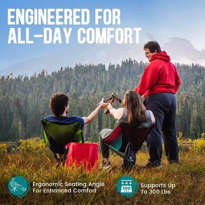 TCEK Swivel Portable Chair - Small Compact Collapsible Folding Chairs for Adults, Setup in 8 Seconds, Lightweight Outdoor Backpack Chair for Camping, Travel, Hiking, Beach, Support 300 LBS