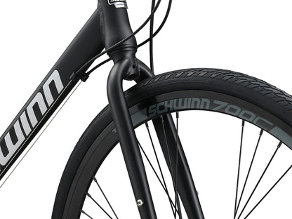 Schwinn Volare 1500 Flat Bar Hybrid Sports Road Bike, Men and Women, 24-Speed, 700c Wheels, 18.5-Inch Aluminum Frame, Mechanical Disc Brakes, Blue/Black