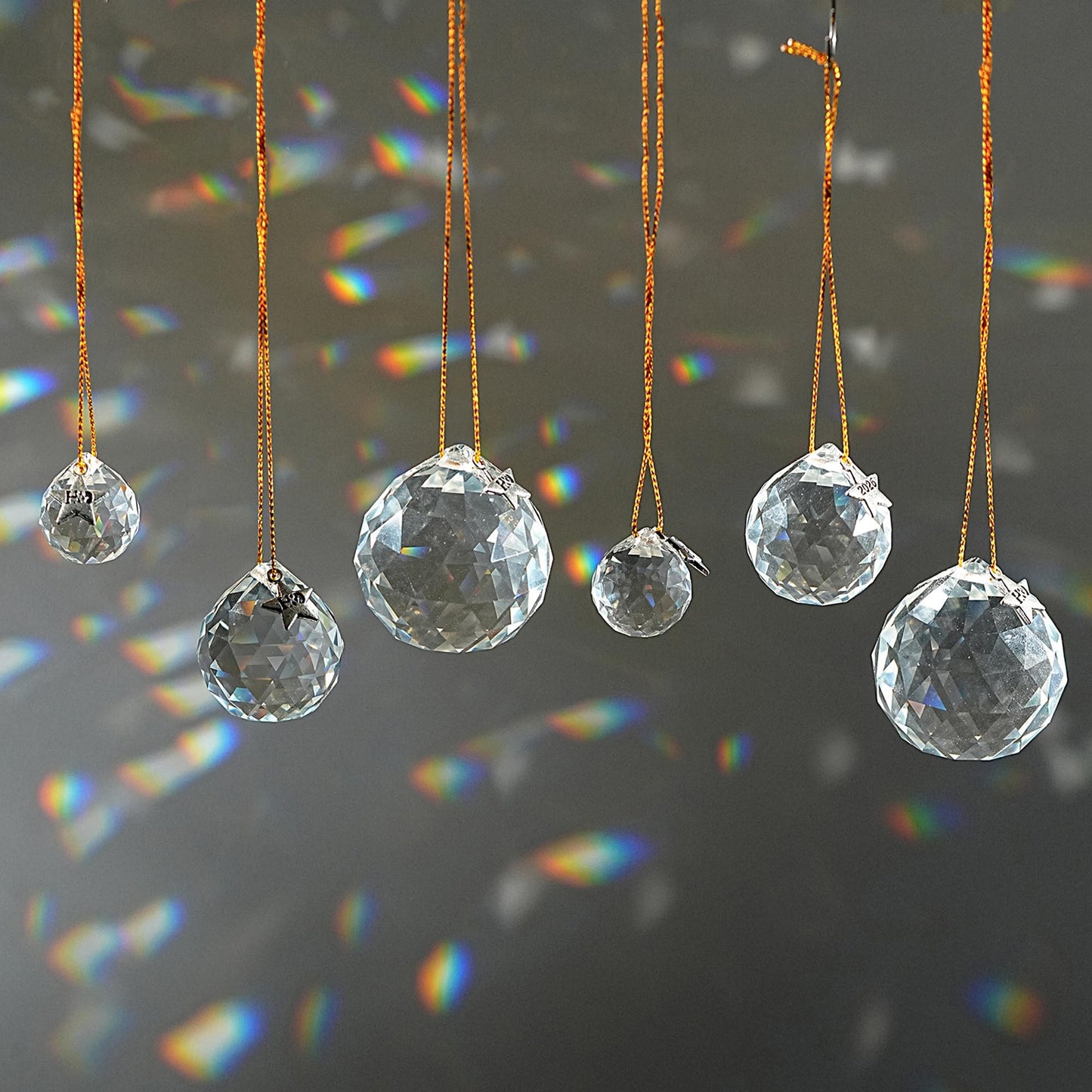 LOULIQIGIFT 13pcs 2026 Crystal Ball Hanging Ornaments Chandelier Crystals