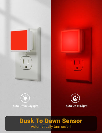 JandCase Night Lights Plug into Wall 2 Pack, Plug in Night Light with Dusk-to-Dawn Light Sensor, 3000K Soft White 0.3W, LED Nightlight for Bathroom, Adult, Hallway