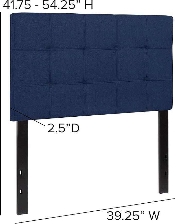 Flash Furniture Bedford Tufted Upholstered Twin Size Headboard in Navy Fabric