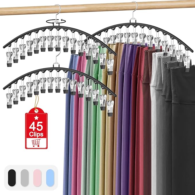 3 Pack Legging Organizer for Closet Hanging, Pants Hangers