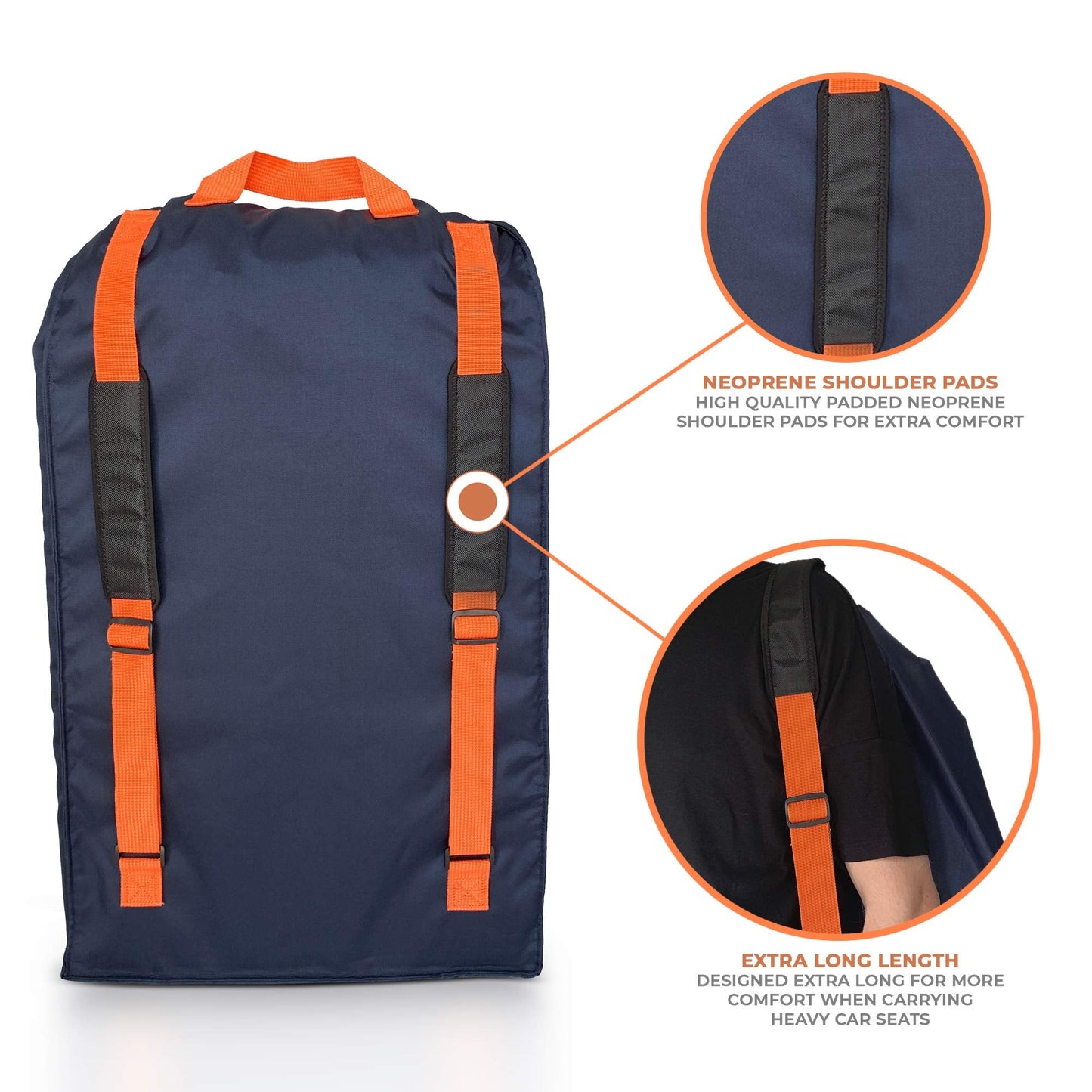 Huckaboo Car Seat Travel Bag - Strong Non Rip Nylon Car Seat Bag For Child Seats, Navy