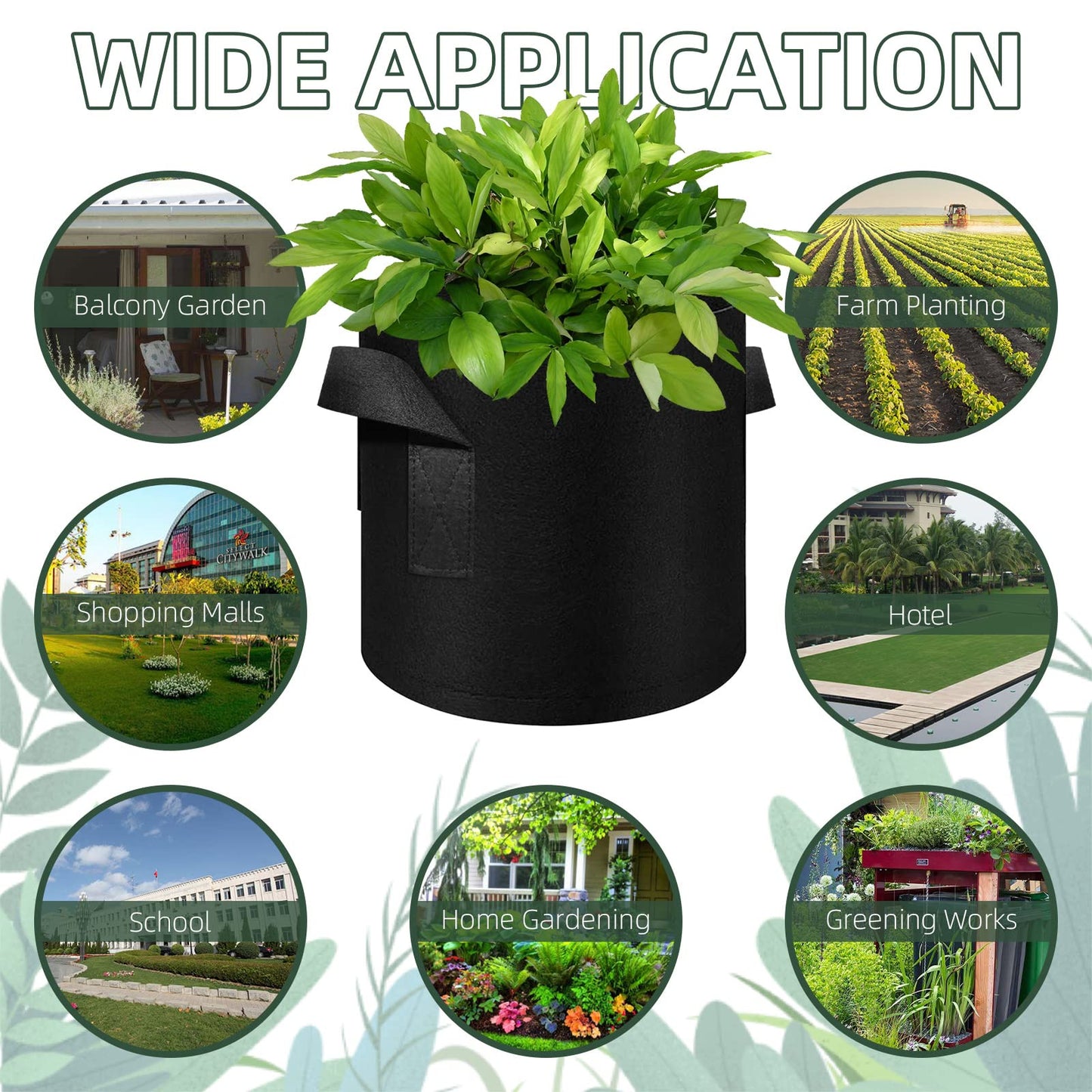 AkiiGer 5/10/12/20/30 Pack 10 Gallon Grow Bags, Heavy Duty Thickened Nonwoven Fabric Pots with Handles, Plant Grow Bags for Vegetable/Flower/Plant/Fruits, Black