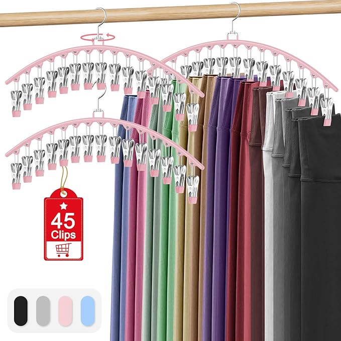 3 Pack Legging Organizer for Closet Hanging, Pants Hangers