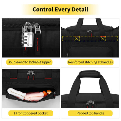 THSOGO 22 inch Gym Bag for Men - 55L Large Travel Duffle Bag Sports Equipment Bag with Multiple Zippered Pockets,Outdoor Workout Duffle Bag for Overnight Weekend - Black