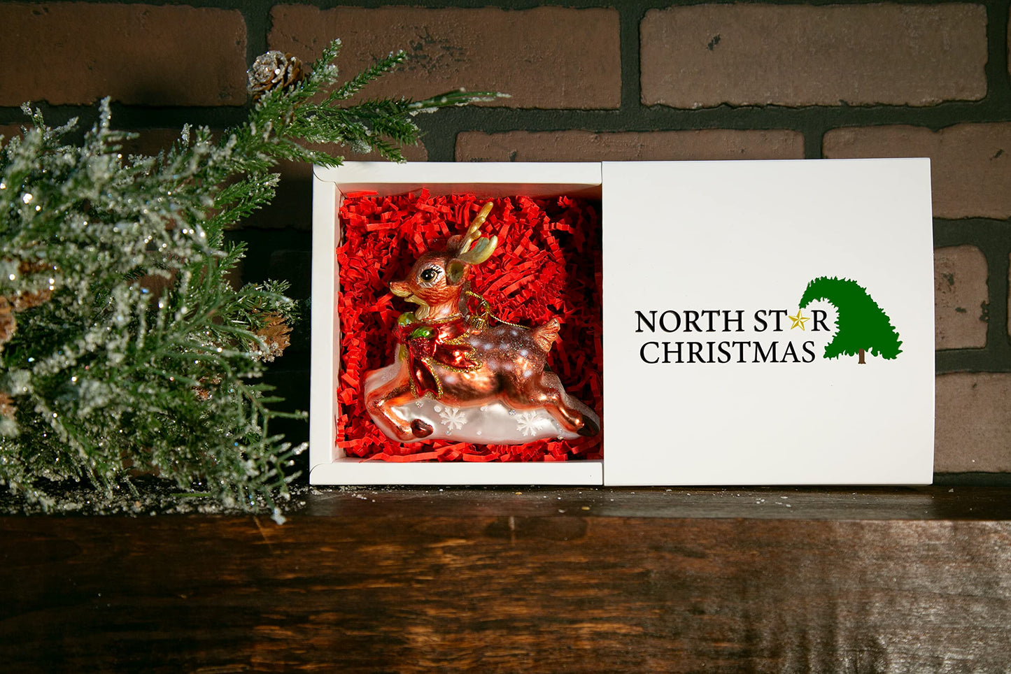 North Star Christmas | Reindeer Glass Ornament | Christmas Collection