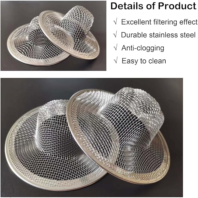 10Pcs Metal Mesh Kitchen Sink Strainer, 4.41" Stainless Steel Slop Basket