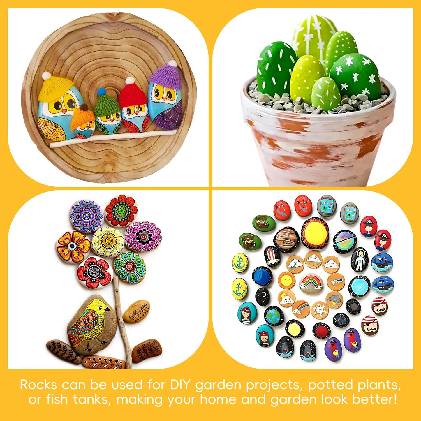 Simetufy 30 River Rocks for Painting 1.2-3.5 inch, Natural Stones, Smooth & Flat for Crafts, Kindness & Garden Art