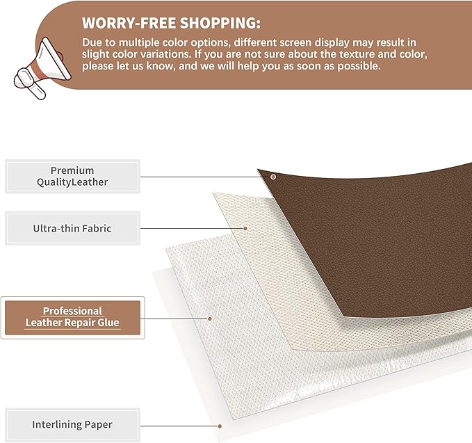 ONine Leather Repair Patch, Self-Adhesive Couch Patch, Car Seats Backpack