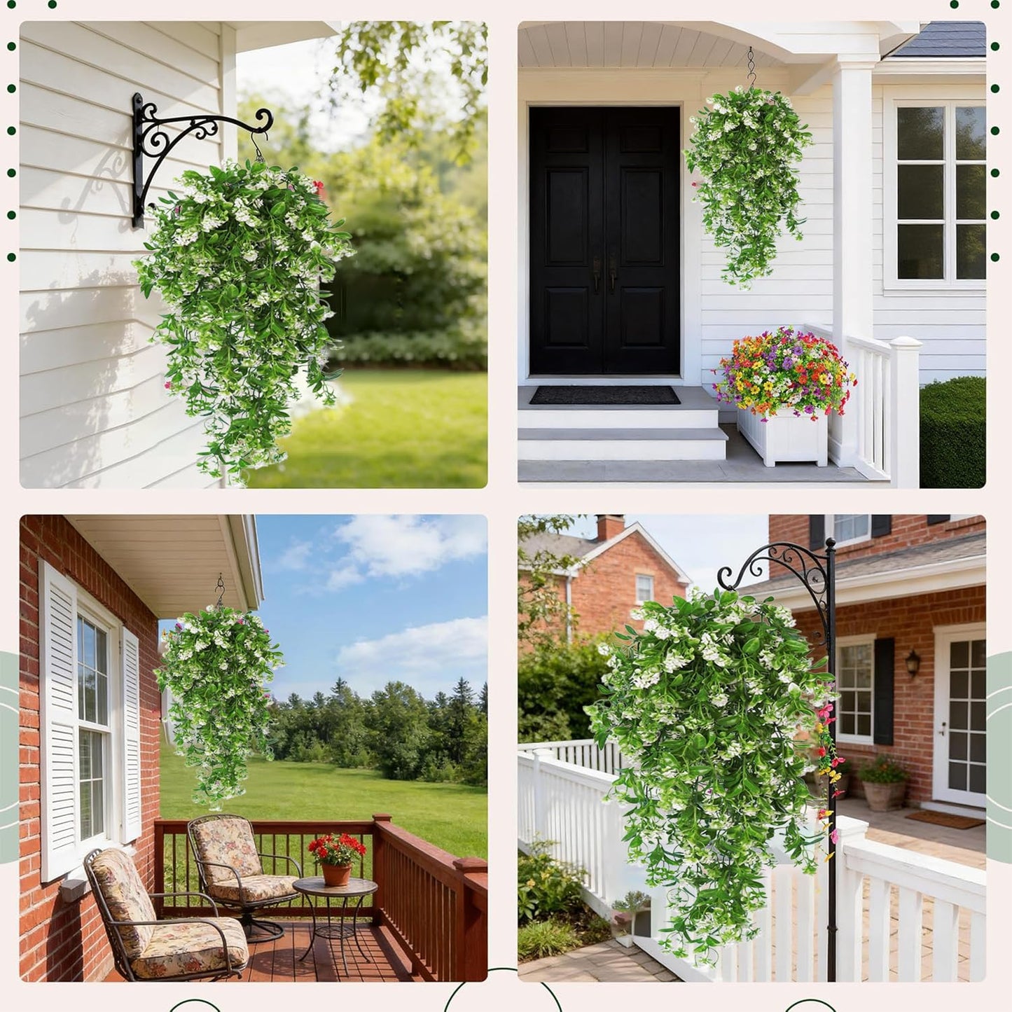 Toprooms Artificial Hanging Flowers UV Resistant Vines Ivy Outdoor Decor