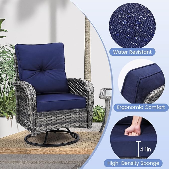 wildformers Luxury Outdoor Swivel Wicker Glider Patio Chairs
