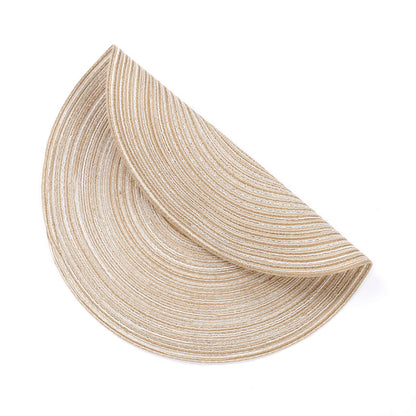 SHACOS 15 inch Round Braided Placemats Set of 6 Non Slip Heat Resistant Cotton Polyester Table Mats Washable Place Mats for Dinner Party Table Decoration (Beige, 6)