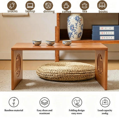 Ekjkldo Folding Coffee Table, Foldable Japanese Floor Table No Assembly, Low Coffee Table for Sitting On The Floor, Small Coffee Tables for Living Room Meditation Tea Room Tatami Dining 39.4 Inch