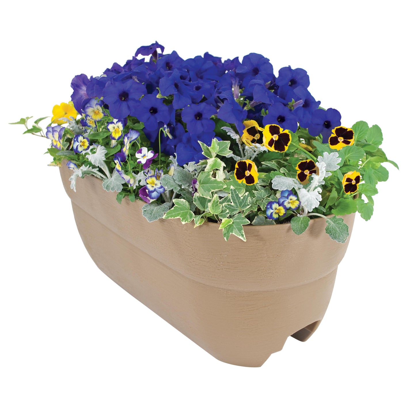 EMSCO Group Bloomers Railing Planter with Drainage Holes – 24" Weatherproof Resin Planter – Sand