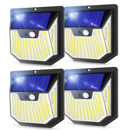 Solar Security Lights Outdoor Graden - 4PACK Solar Wall Lights 270° Wide Angle Motion Sensor Lights IP65 Waterproof Outside Powered Flood Lighting for Fence Garden