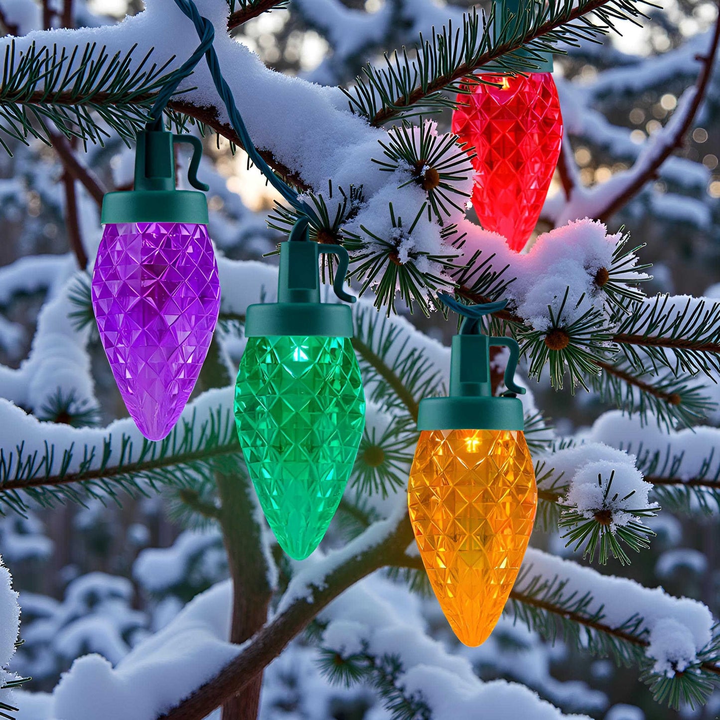 YULETIME Multicolor C9 Strawberry LED Christmas Lights, 68 ft 100 Count 8" Spacing Waterproof Holiday String Light (Multicolor - C9)
