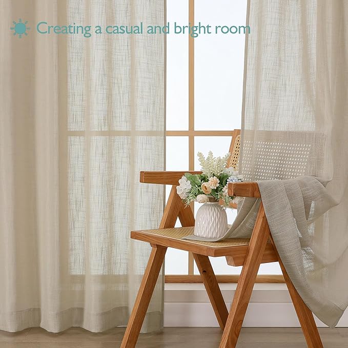Chyhomenyc Semi Sheer Curtains 96 Inches Long 2 Panels