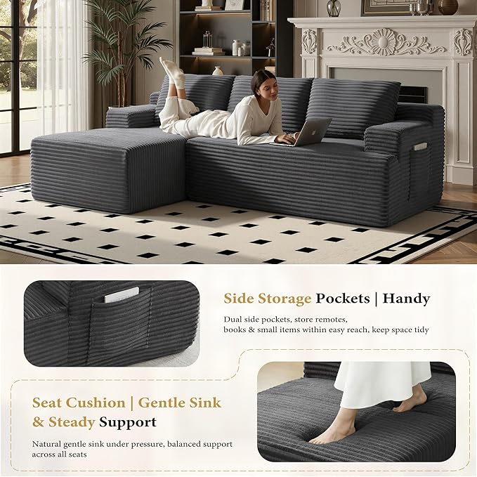 96" Sectional Couches for Living Room Cloud Couch Sofa