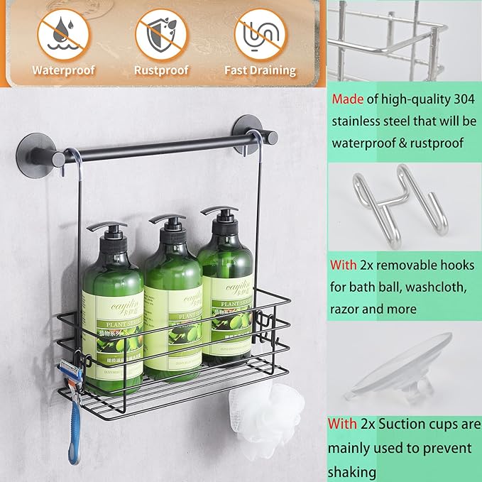 2pcs Single-Layer Shower Caddy Hanging Shower Orangizer Stainless Steel Shower