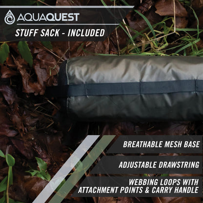 AquaQuest Guide Tarp – Ultralight Waterproof (5,000 mm) Seam‑Taped 40D Ripstop Rain Fly for Backpacking, Stealth Camping & Thru‑Hiking – 10×10 Olive Drab