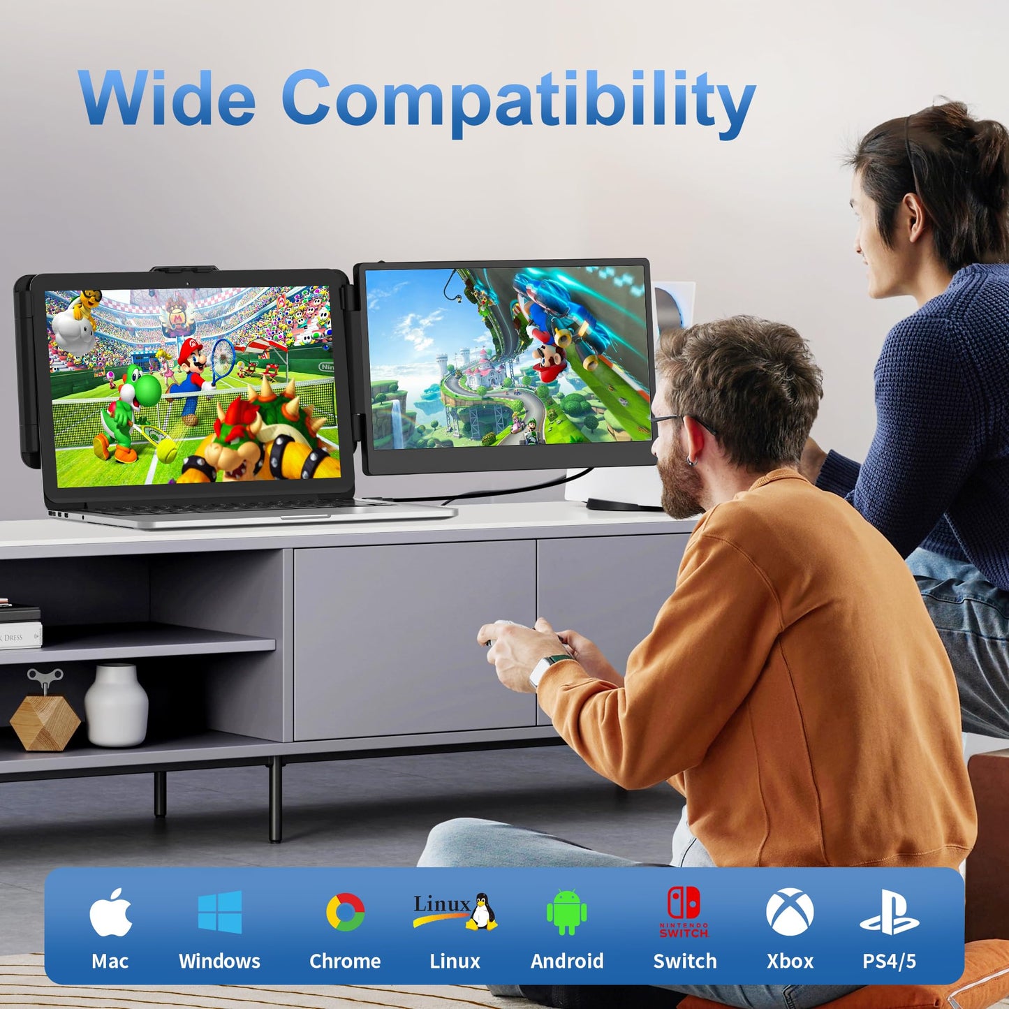 2025 New Upgraded Laptop Screen Extender Portable Monitor, 1080P FHD IPS Screen, Monitor Extender for Laptop, Fit for 13-17" Laptops, Plug & Play Compatiable with Windows/Mac/Android/Switch (14 inch)