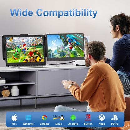 2025 New Upgraded Laptop Screen Extender Portable Monitor, 1080P FHD IPS Screen, Monitor Extender for Laptop, Fit for 13-17" Laptops, Plug & Play Compatiable with Windows/Mac/Android/Switch (14 inch)