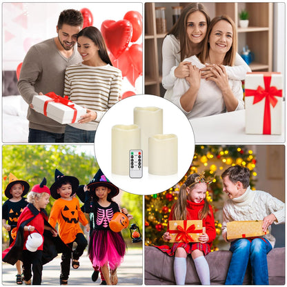 Artmarry Flameless Candles 4" 5" 6" Set of 6 Ivory Waterproof Pillars 3" Diameter Battery Operated Flickering Candles Include 10-Key Remote Timer Function 400+ Hours by 2 AA Batteries (6 Pack)