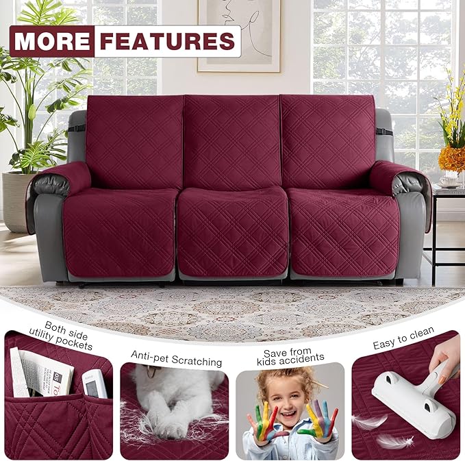 TAOCOCO 100% Waterproof Recliner Sofa Covers 3 Seater, Split Couch Covers