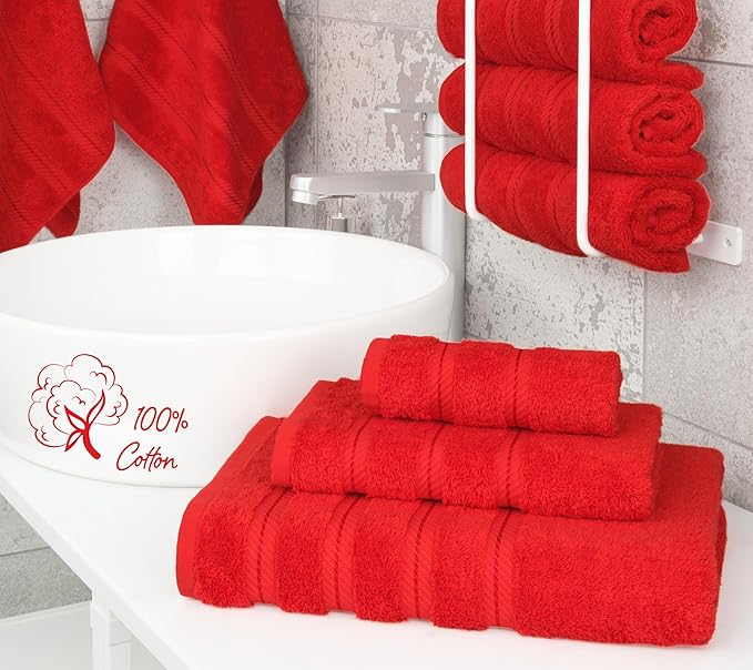 American Soft Linen Premium 3 Piece Towel Set, 1 Bath Towel 1 Hand Towel 1