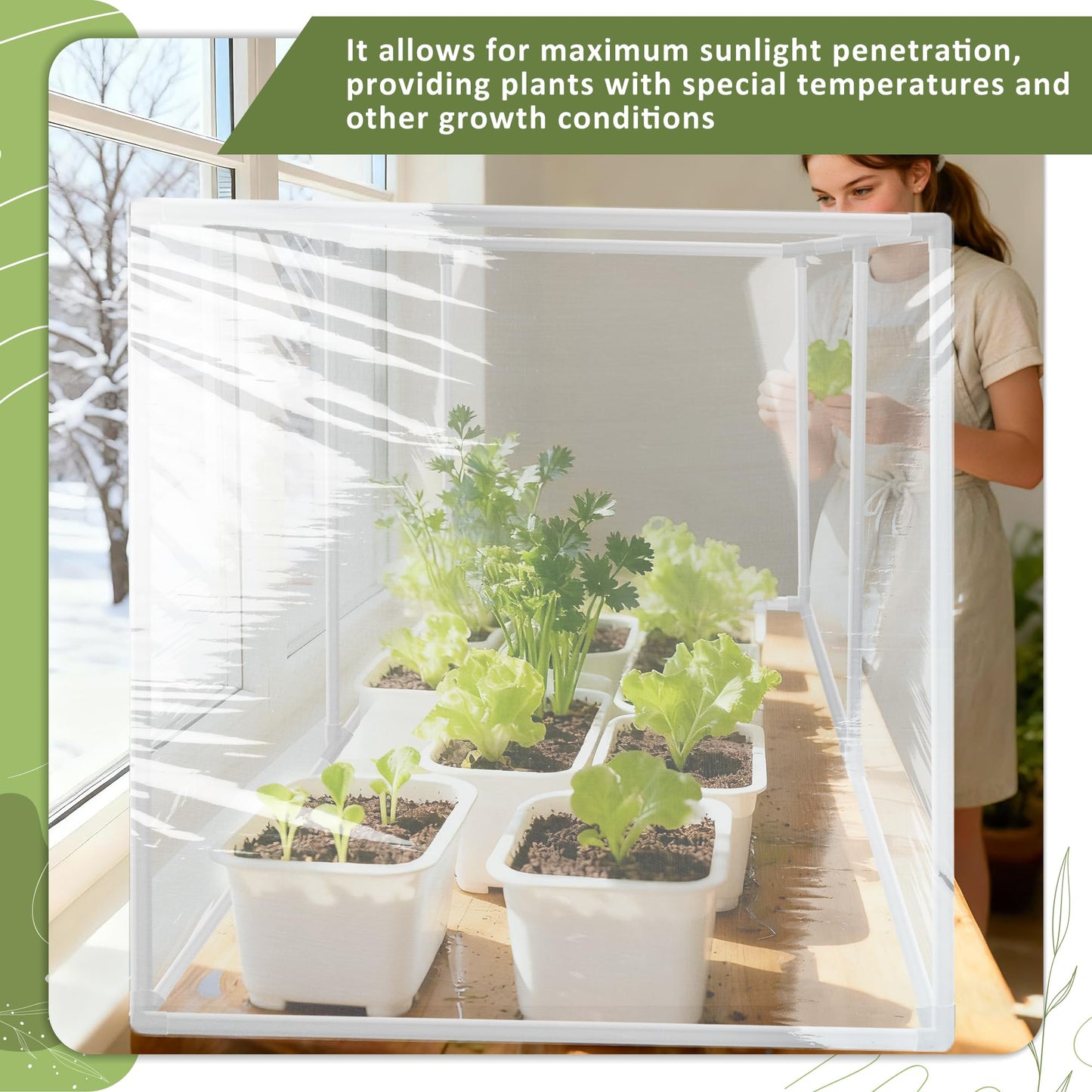 U0U Mini Greenhouse for Indoor Plants,Portable Small Greenhouse with Plastic Film,Indoor Greenhouses for Small Plant Seed Starter Tray, Sprouting