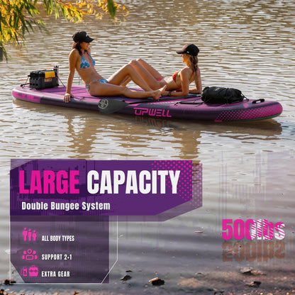 UPWELL 12'×36" Extra Wide Inflatable Paddle Board, 2+1 Stand Up Paddle Board with Kayak Seat, Sup Paddle Boards for Adults, Twilight Pulse