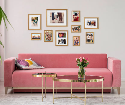 Kate and Laurel Adlynn Photo Frame Set, Set of 10, Varying Sizes, Gold, Traditional Glam Frame Collection for Wall