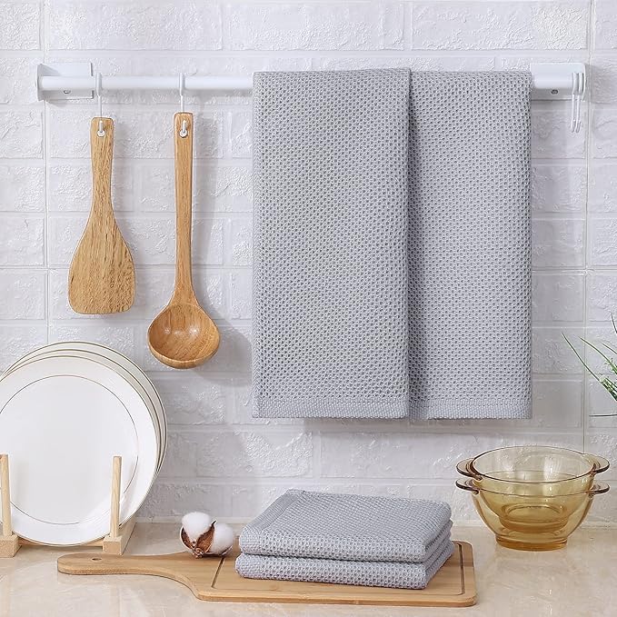 Kitinjoy 100% Cotton Waffle Weave Kitchen Hand Towels