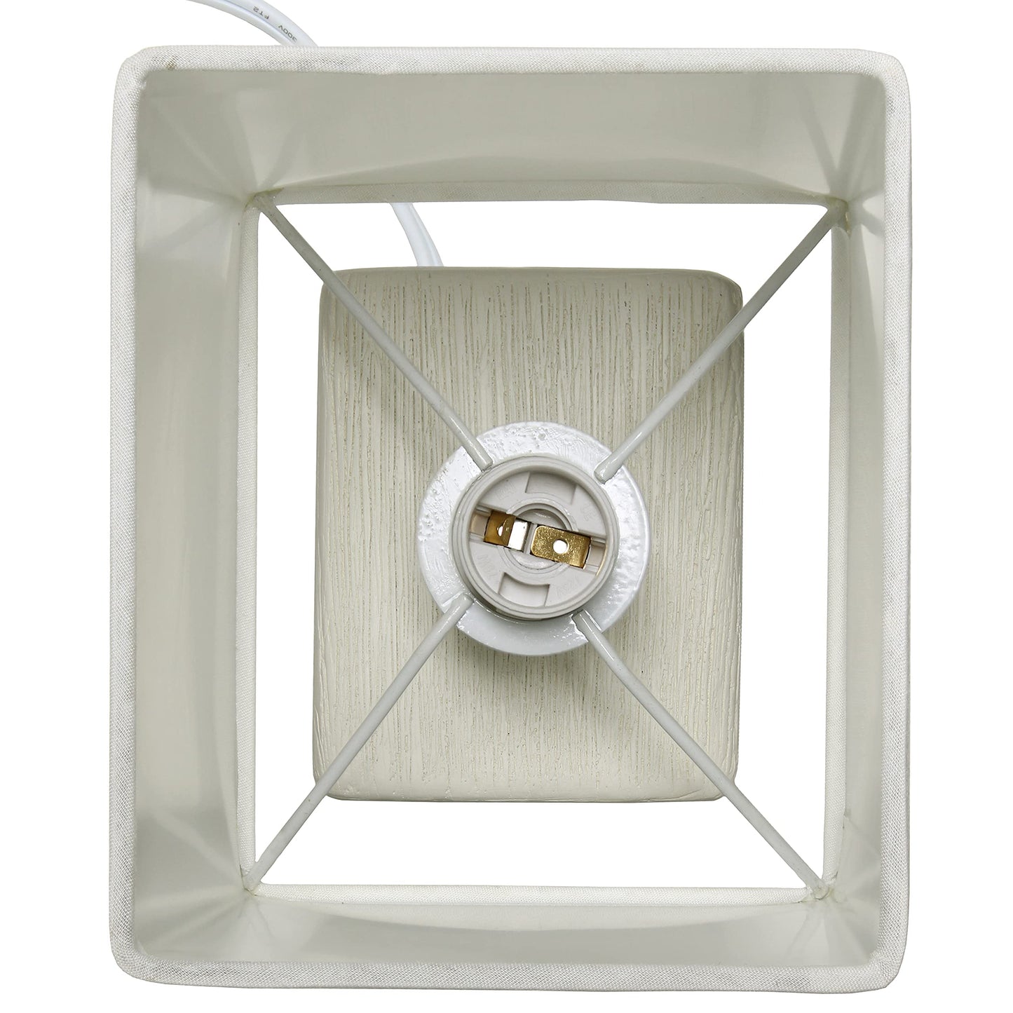 Simple Designs LT2072-OFF Petite Faux Stone Table Lamp with Fabric Shade, Off White with White Shade