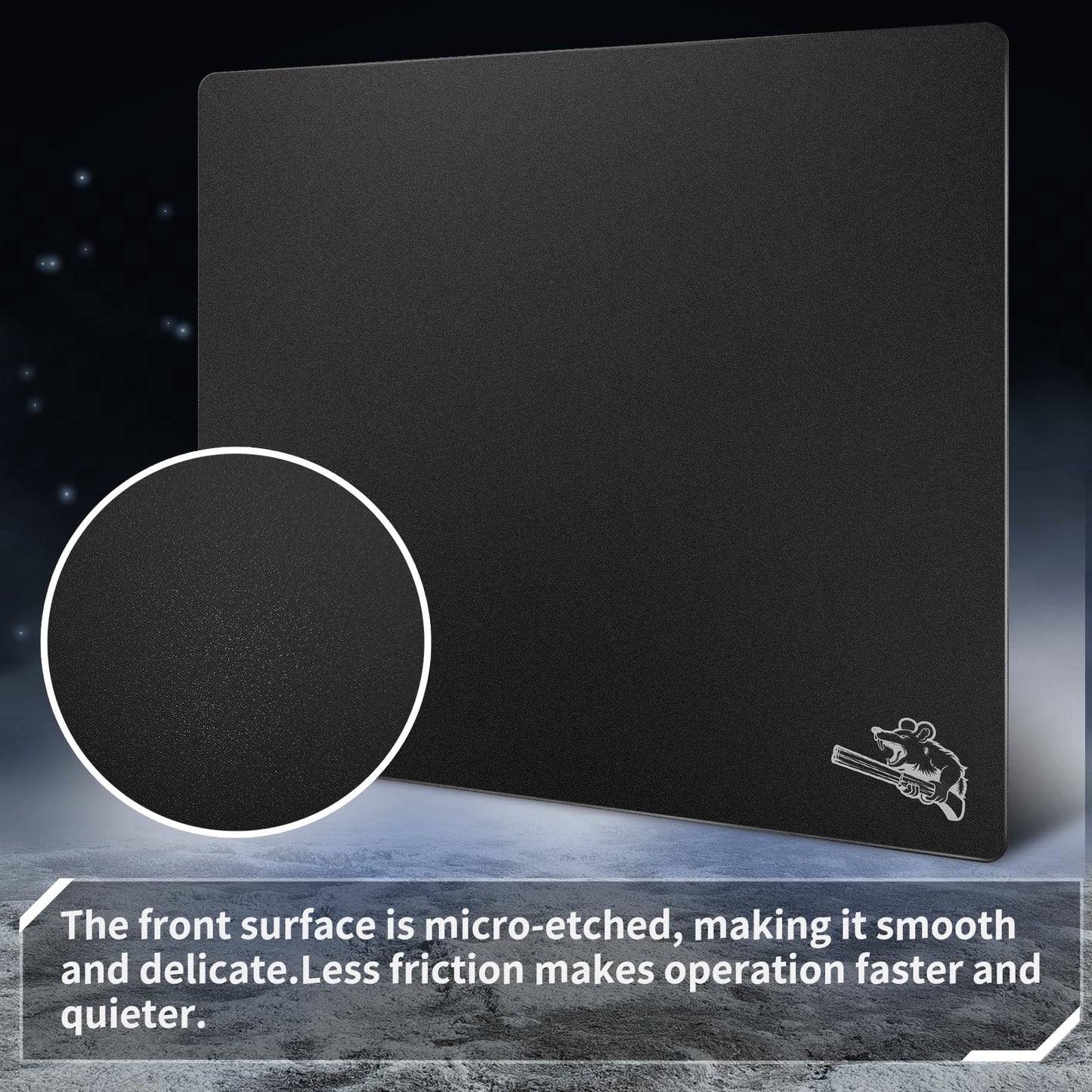 SIROOLAC Glass Gaming Mouse Pad 400mm x 500mm FPS Game Special Tempered Glass Durable 3mm Thickness Accurately and Quickly Shoot Opponents (400mm x 500mm, Black)