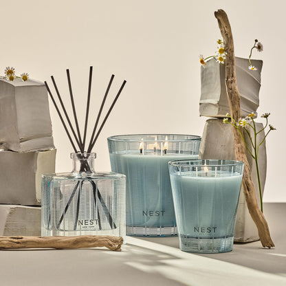 NEST New York Scented 3-Wick Candle, Driftwood & Chamomile - 21.2 oz, Pack of 2 - Up to 100-Hour Burn Time - Reusable Glass Vessel
