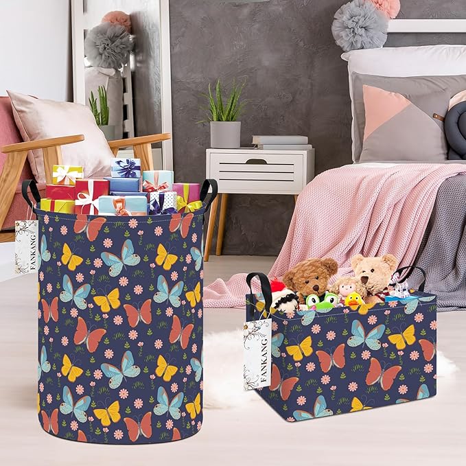 FANKANG Storage Basket, Nursery Hamper Canvas Laundry Basket Foldable
