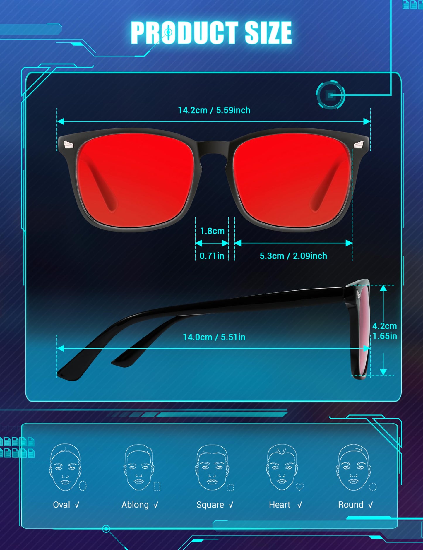 TIJN Sleep Glasses for 99.9% Blue Green Light Blocking Dual AR Coatings Red Lens for Computer Gaming Reduce Eyestrain