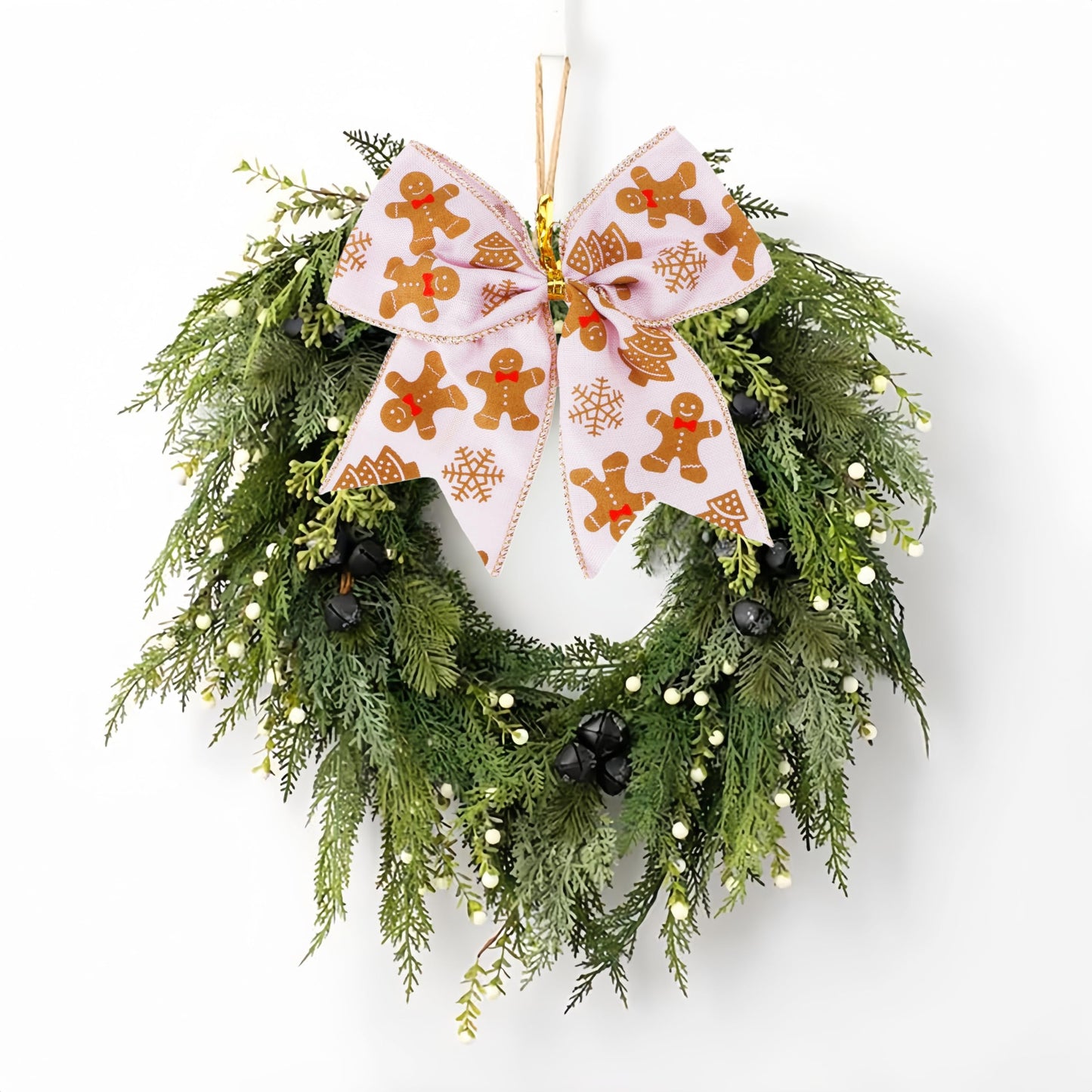Meseey 12 Pcs Gingerbread Bows 6 Inch Large Pink and White Christmas Wreaths Bows Ornament for Xmas Tree Garland Home Wedding Indoor Outdoor Party Decor (Pink Gingerbread)
